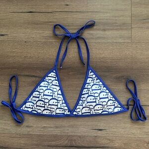 CHRISTIAN DIOR Reversible Oblique Women's Bikini Top Monogram Design V Neck